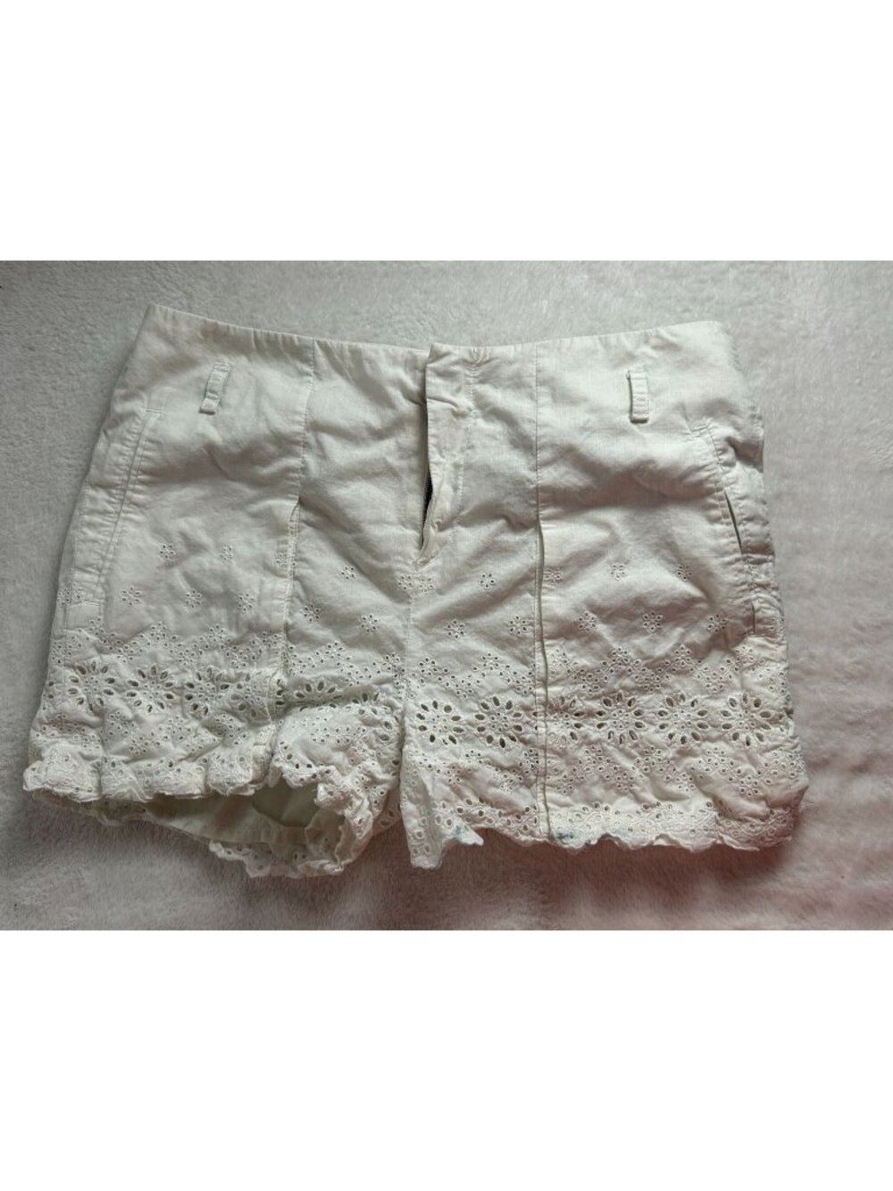 Rag & Bone Womens Eyelet Embroidered Shorts Size 4 White Cotton Scalloped Hem